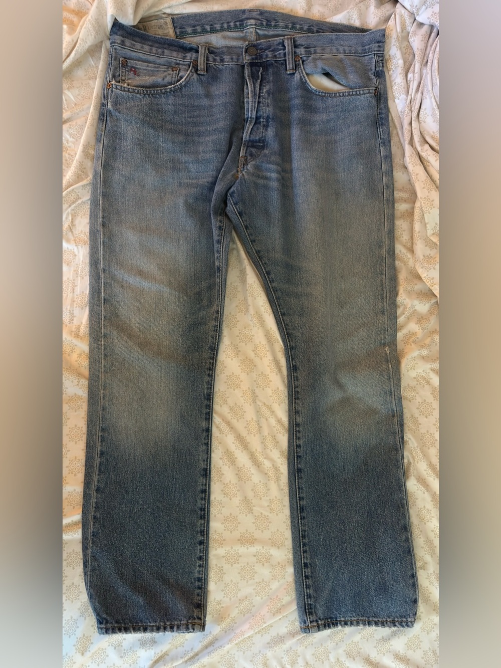 Polo Ralph Lauren Mens Slim Straight Jeans Vintage Wash Button Fly Size 36x30